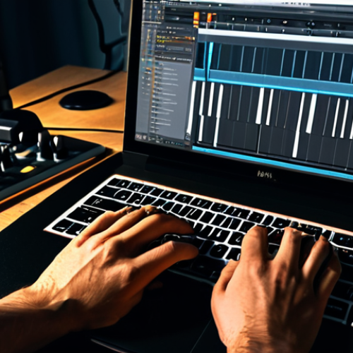 Home 7 **
A musician composing on a laptop with DAW software, in a modern studio filled with instruments, surrounded by sheet music, focusing on the screen, plugins visible, warm lighting, perfect for a tutorial, "safe for work", "appropriate content", "fully clothed", "professional", "natural proportions", "perfect anatomy", "well-formed hands".
**