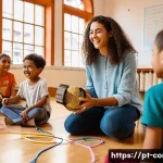 작곡가 자격증으로 사회 공헌 활동 - **"Inclusive Music Education Workshop in Porto:** A vibrant and heartwarming scene inside a communit...