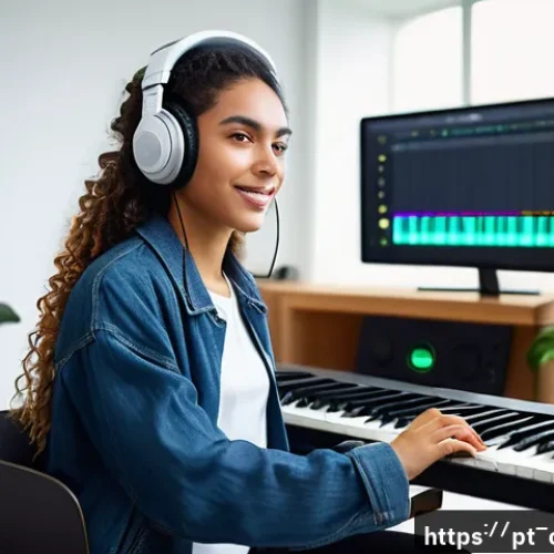 작곡가 자격증과 이직 성공 사례 - A confident young Brazilian composer in a modern home studio, surrounded by professional audio equip...